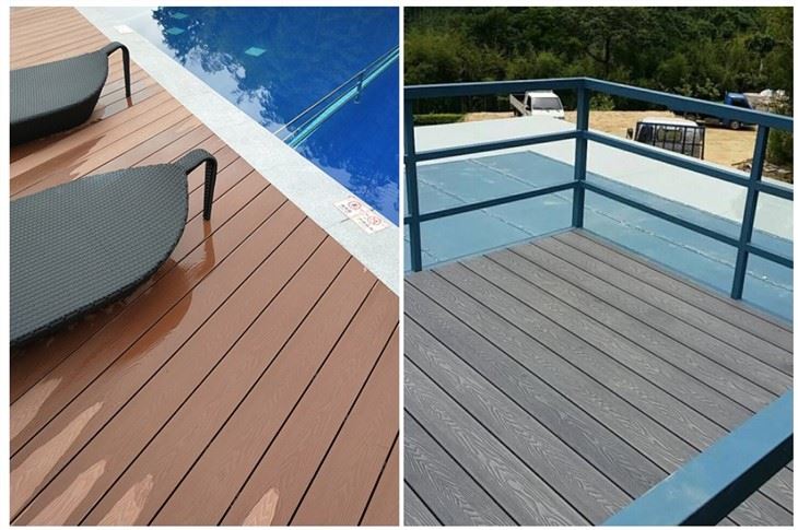 Decin WPC grawn pren dwfn 3D Ar gyfer Terasau A Balconïau